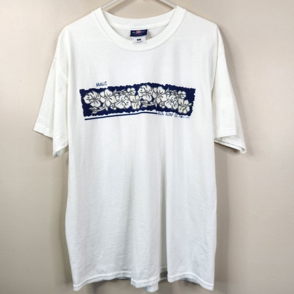 Del Sol Vintage 2001 Sol Surf Maui Short Sleeve Floral Graphic Print Tee Large